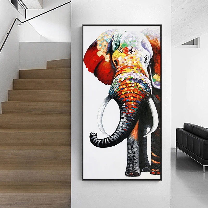 Настенный декор холст живопись абстрактный Красочный Слон искусство картины для