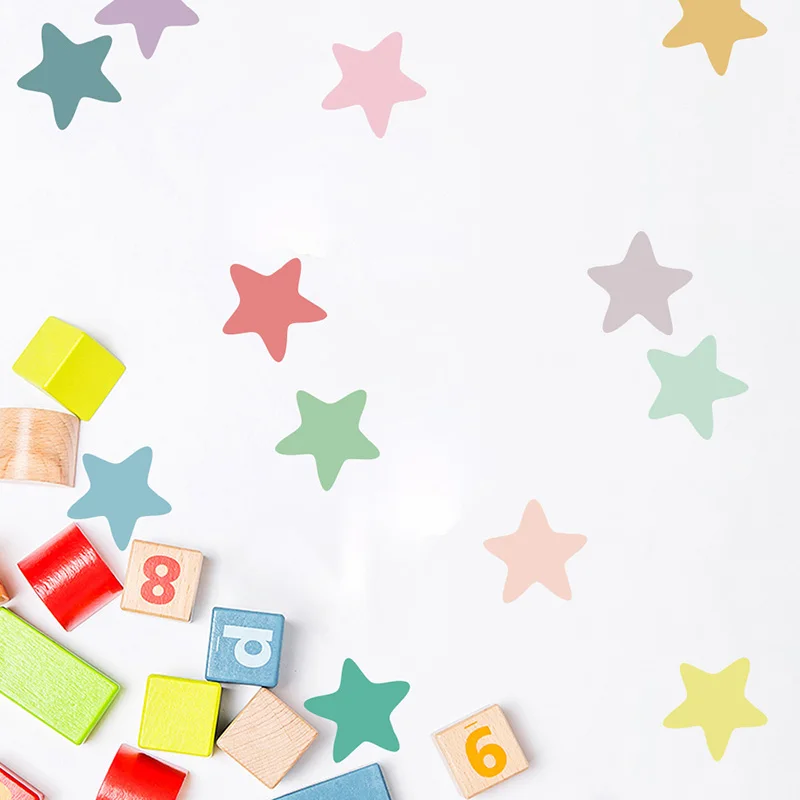 Настенный виниловый стикер с цветными пятиконечными звездами для детской