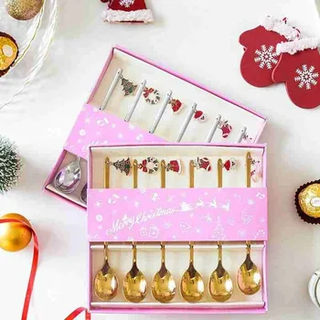 6pcs/set Stainless Steel Christmas Golden Silver Spoon New Year Home Party Decorative Tableware Dessert Coffee Stirring Spoon 
6pcs/set Stainless Steel Christmas Golden Silver Spoon New Year Home Party Decorative Tableware Dessert Coffee Stirring Spoon
