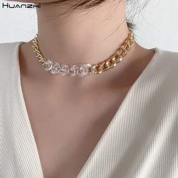 HUANZHI 2020 New Korea Chic Transparent Acrylic Acetate Silver Color Metal Link Chain Necklace Short Choker for Women Jewelry
HUANZHI 2020 New Korea Chic Transparent Acrylic Acetate Silver Color Metal Link Chain Necklace Short Choker for Women Jewelry