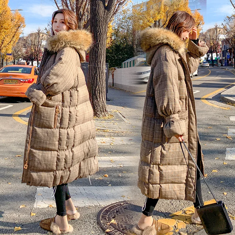 Large Fur Collar over-the-Knee Thick Plaid down Jacket Cotton-padded Clothes Women's Mid-length Korean-style 2018 Winter New Sty
Large Fur Collar over-the-Knee Thick Plaid down Jacket Cotton-padded Clothes Women's Mid-length Korean-style 2018 Winter New Sty