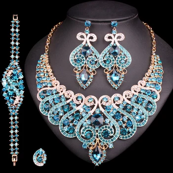 LUXURY BRIDAL JEWELRY SET FOR WEDDING CRYSTAL RING BRACELET NECKLACE EARRING SET INDIAN PARTY COSTUME ACCESSORIES GIFT FOR WOMEN
LUXURY BRIDAL JEWELRY SET FOR WEDDING CRYSTAL RING BRACELET NECKLACE EARRING SET INDIAN PARTY COSTUME ACCESSORIES GIFT FOR WOMEN