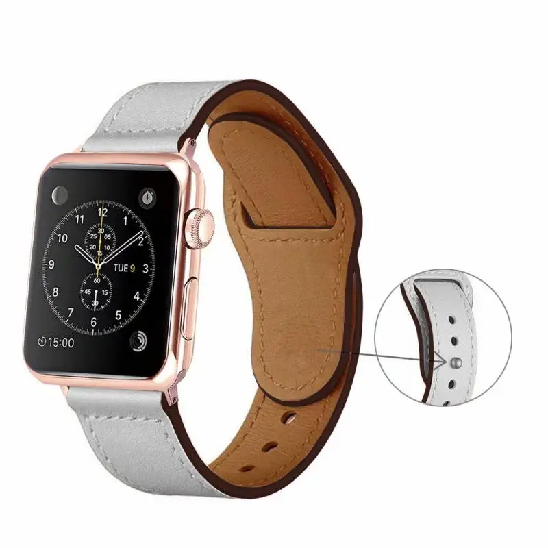 

Genuine leather loop strap for apple watch band 4 42mm 38mm watchband for iwatch 44mm 40mm 3/2/1 bracelet accessoriesseries 5