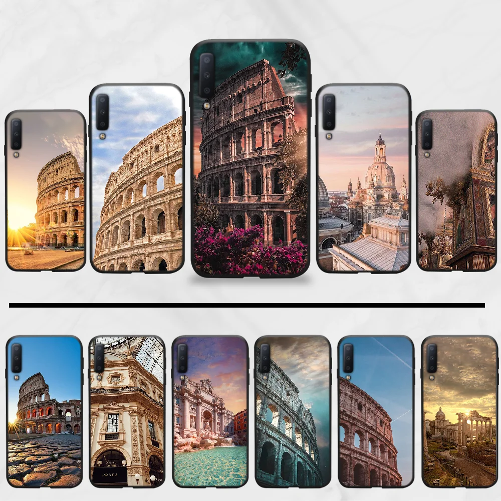 Rome Colosseum building Italy Pattern Phone Case For Samsung A20 A30 30s A40 A7 2018 J2 J7 prime J4 Plus S5 Note 9 10 | Мобильные