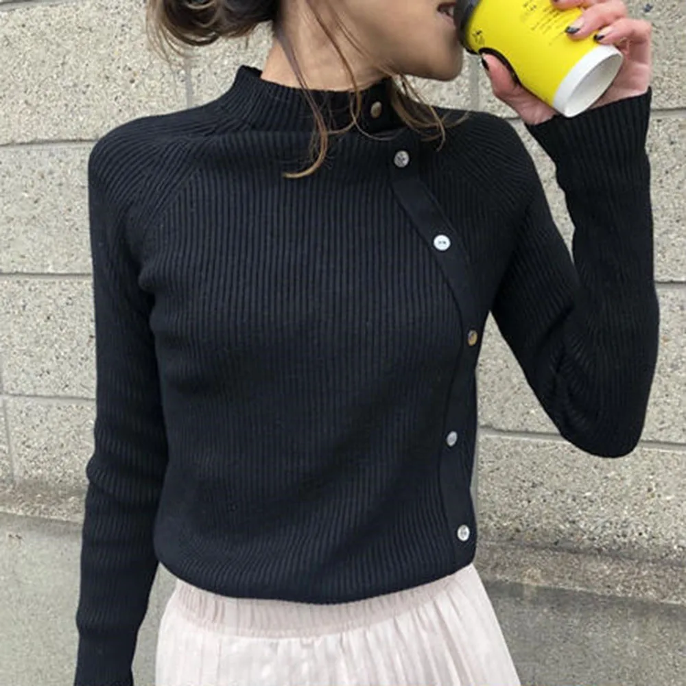 2020 Casual Long Sleeve Autumn Knitted Sweater Women Pullover Sweaters Korean Style Winter Slim Black Button Pull Knitwear New
2020 Casual Long Sleeve Autumn Knitted Sweater Women Pullover Sweaters Korean Style Winter Slim Black Button Pull Knitwear New