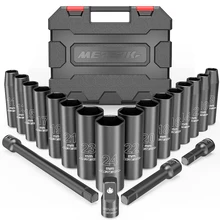 METERK IMPACT SOCKET SET, 20PCS DRIVE DEEP CR-V 9-24MM 1/2” SOCKET WRENCH,INCLUDED ADAPETS 
METERK IMPACT SOCKET SET, 20PCS DRIVE DEEP CR-V 9-24MM 1/2” SOCKET WRENCH,INCLUDED ADAPETS
