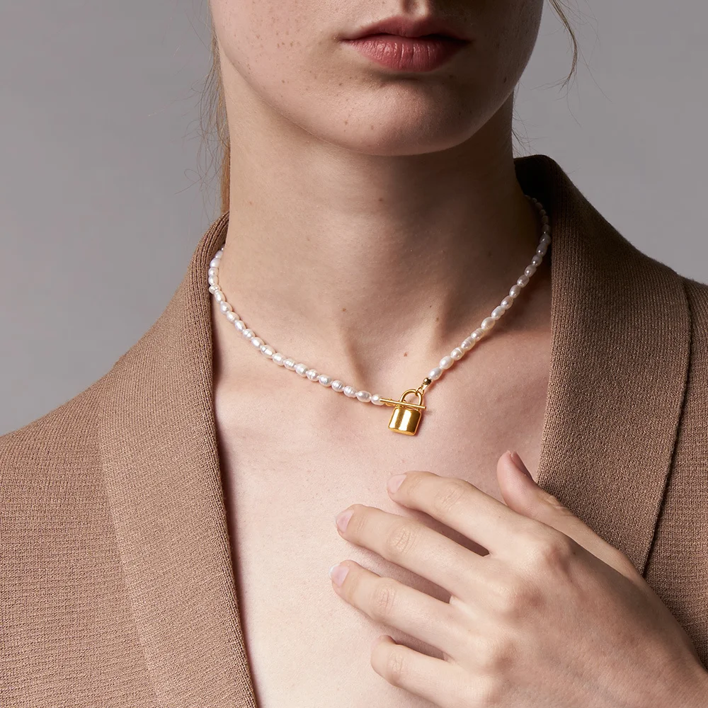Женская цепочка-чокер ENFASHION из натурального жемчуга ожерелье золотого цвета с