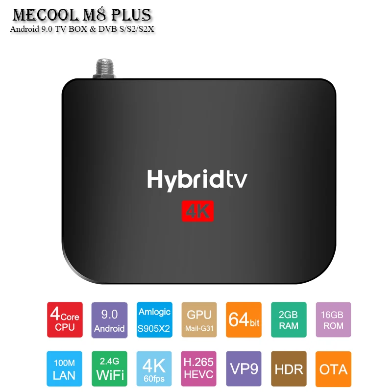 Mecool M8 Plus Receptor Android 9.0 TV BOX Dual Mode Support Satellite TV Receiver Amlogic 905X2 2GB 16GB TV Box 4K H.265
Mecool M8 Plus Receptor Android 9.0 TV BOX Dual Mode Support Satellite TV Receiver Amlogic 905X2 2GB 16GB TV Box 4K H.265