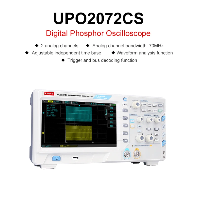 UNI-T UPO2072CS 8 Inches Digital Oscilloscope TFT LCD USB LAN Interface Ultra Phosphor Oscilloscope 2 CHANNELS 70 MHz
UNI-T UPO2072CS 8 Inches Digital Oscilloscope TFT LCD USB LAN Interface Ultra Phosphor Oscilloscope 2 CHANNELS 70 MHz