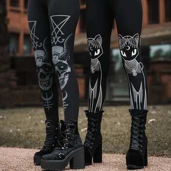 Sexy New Black Legging Women Cats Skulls Printed Elastic Waist Gothic Streetwear Pencil Pants Casual Skinny Autumn Trousers
Sexy New Black Legging Women Cats Skulls Printed Elastic Waist Gothic Streetwear Pencil Pants Casual Skinny Autumn Trousers