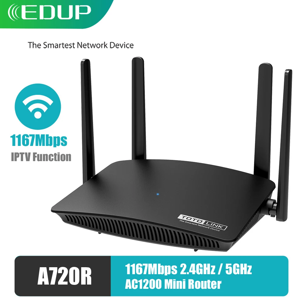 EDUP TOTOLIK WiFi Router AC1200 Dual-Band 2.4GHz 5GHz 4 Antennas Wireless WiFi Network Extender A720R Support APP Manage IPTV
EDUP TOTOLIK WiFi Router AC1200 Dual-Band 2.4GHz 5GHz 4 Antennas Wireless WiFi Network Extender A720R Support APP Manage IPTV