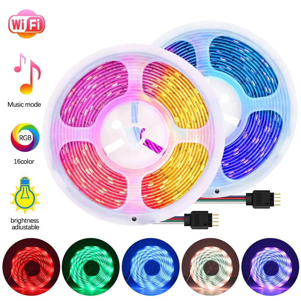Smart LED Strip Lights 5M Set WiFi APP Music Sync Control 5050 RGB LED Tape Lights 10M Work For Alexa Google Echo for Bar Home
Smart LED Strip Lights 5M Set WiFi APP Music Sync Control 5050 RGB LED Tape Lights 10M Work For Alexa Google Echo for Bar Home