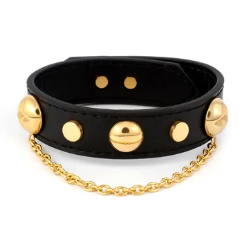 Fashion Punk Rock Rivet Bracelets Charm Adjustable Metal Chain Unisex Black PU Leather Bracelet Gift For Women Men Jewelry 
Fashion Punk Rock Rivet Bracelets Charm Adjustable Metal Chain Unisex Black PU Leather Bracelet Gift For Women Men Jewelry