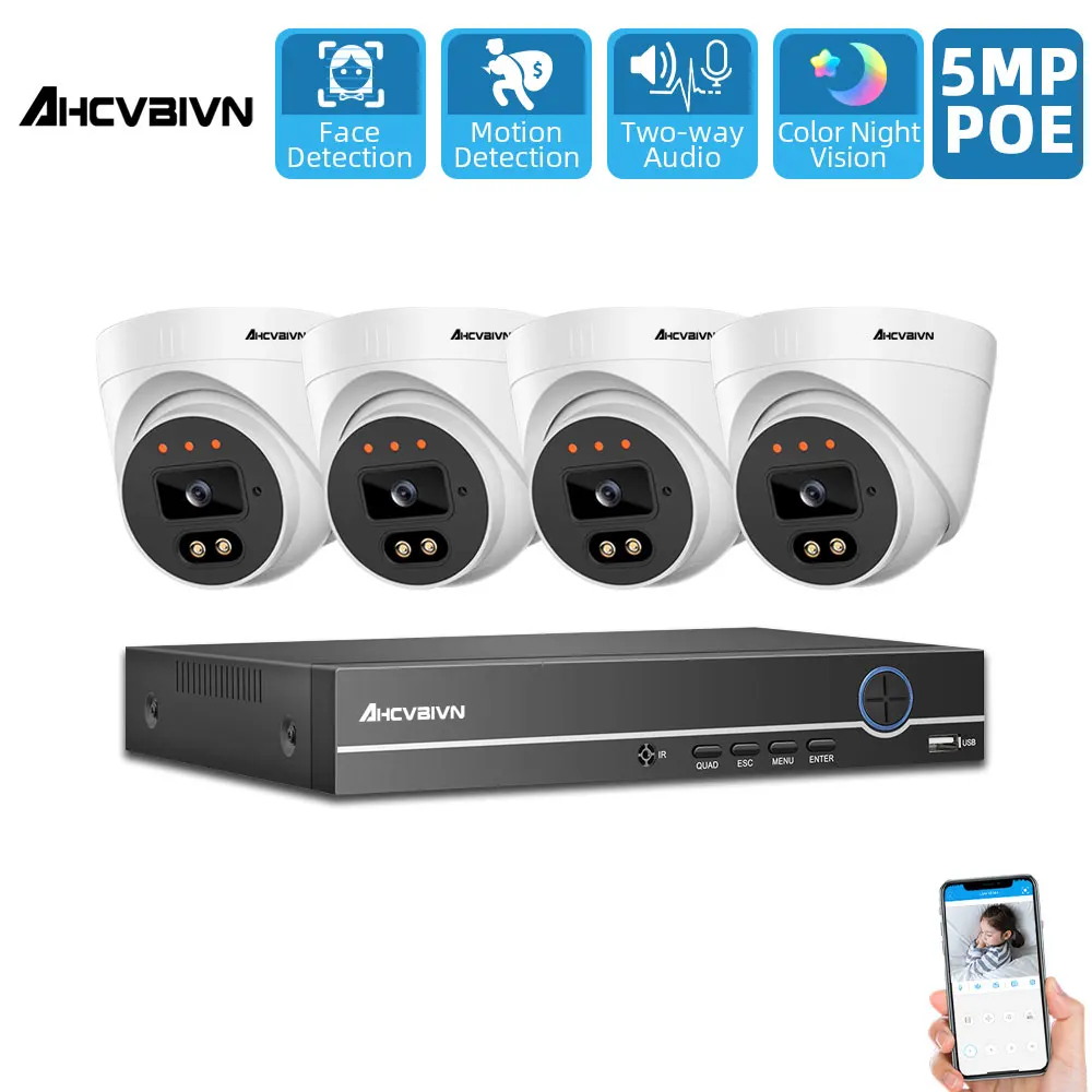 H.265 Video Surveillance POE IP Camera Kit Outdoor Waterproof Two-way Audio 5MP CCTV Camera Security System Set 4CH NVR POE Kit
H.265 Video Surveillance POE IP Camera Kit Outdoor Waterproof Two-way Audio 5MP CCTV Camera Security System Set 4CH NVR POE Kit