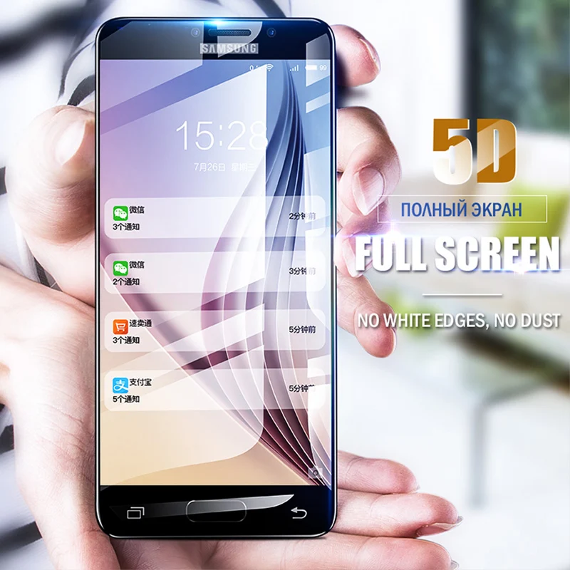 Закаленное стекло 5D с полным покрытием для Samsung A3 2016 A5 2017 Galaxy A6 Plus 2018 A7 A9 A8
