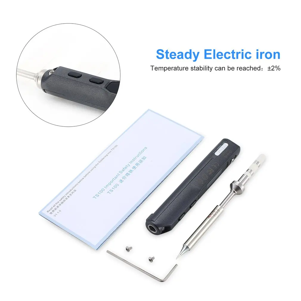 Ts100-I Portable Mini Programmable Digital Lcd Display Electric Soldering Iron Soldering Stainless Steel Iron Tip
Ts100-I Portable Mini Programmable Digital Lcd Display Electric Soldering Iron Soldering Stainless Steel Iron Tip