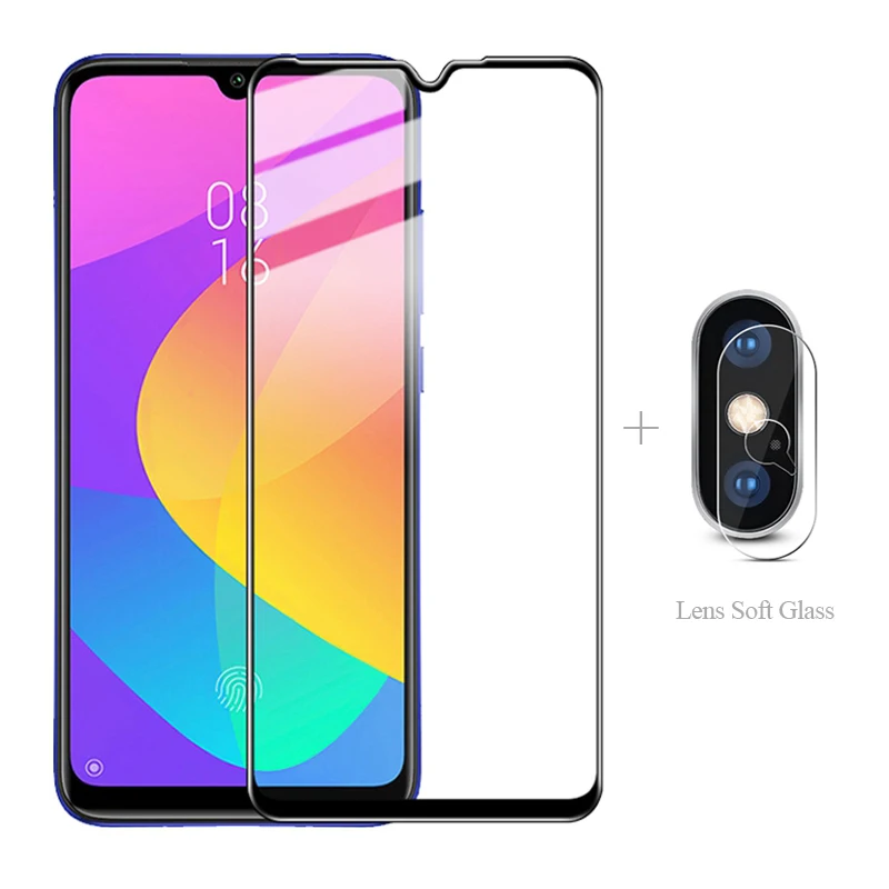 Полное покрытие из закаленного стекла + Защитная пленка для камеры Xiaomi Mi A3 9 Lite 9T Pro