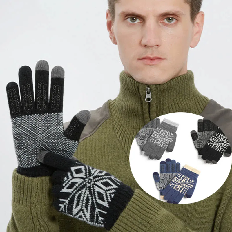 Men Winter Touch Screen Snowflake Knitted Warm Gloves Outdoor Cycling Soft Plush Lining Elastic Anti-Slip Full Finger Mittens
Men Winter Touch Screen Snowflake Knitted Warm Gloves Outdoor Cycling Soft Plush Lining Elastic Anti-Slip Full Finger Mittens
