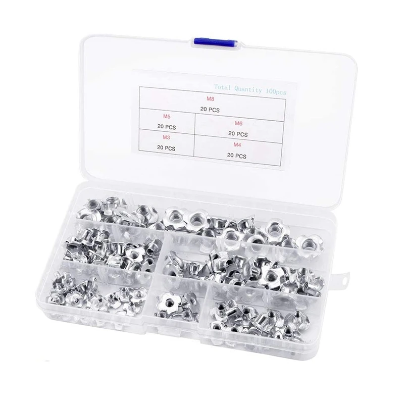 100 Pcs Four-Pronged T Nuts (M3 -M8) Tee Nuts Zinc Plated Carbon Steel T Nuts Threaded Insert for Woodworking Furniture
100 Pcs Four-Pronged T Nuts (M3 -M8) Tee Nuts Zinc Plated Carbon Steel T Nuts Threaded Insert for Woodworking Furniture