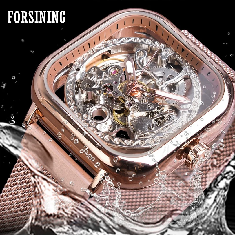 FORSINING Men's Watch Mechanical Stainless Creative Square Case Transparent Back Cover Automatic Watch Waterproof Montre Homme
FORSINING Men's Watch Mechanical Stainless Creative Square Case Transparent Back Cover Automatic Watch Waterproof Montre Homme