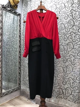 Elegant Women's Dress 2020 Autumn Winter Business Inspired Women V-Neck Color Block Patchwork Long Sleeve Midi Pencil Dress OL
Elegant Women's Dress 2020 Autumn Winter Business Inspired Women V-Neck Color Block Patchwork Long Sleeve Midi Pencil Dress OL