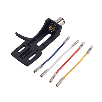 Turntable Headshell Mount Universal LP Phono Cartridge Replacement Phonograph Head Holder Stylus with 4 Lead Wires