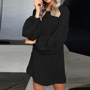 2020 Autumn Spring Womens Knitwear Solid Color Wide-sleeved Round Neck Knit Sweater Dress Round Neck A-line Dress
2020 Autumn Spring Womens Knitwear Solid Color Wide-sleeved Round Neck Knit Sweater Dress Round Neck A-line Dress