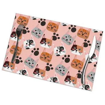 Tableware Pad Placemats 6 PcsTable Mat Non-Slip Seamless Cartoon Cats And Paw Prints Placemats for Dining Table
Tableware Pad Placemats 6 PcsTable Mat Non-Slip Seamless Cartoon Cats And Paw Prints Placemats for Dining Table