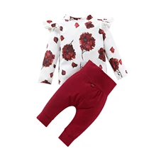 Baby Clothing Long-sleeved T-shirt Trousers Set Flower Print Ruffle Decoration Sweet Style Little Princess Autumn Spring Costume
Baby Clothing Long-sleeved T-shirt Trousers Set Flower Print Ruffle Decoration Sweet Style Little Princess Autumn Spring Costume