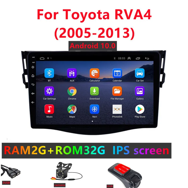 Applicable to Toyota rva4 9-inch Android 10.0 multimedia player, reversing image and GPS Radio
Applicable to Toyota rva4 9-inch Android 10.0 multimedia player, reversing image and GPS Radio