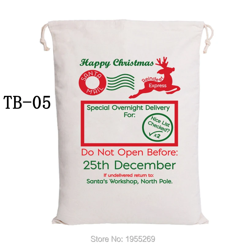 Santa Sacks Christmas Present Bag 50pcs Canvas Drawstring Candy Sack Santa Claus Bag Party Decorations Kids Toys Wholesale
Santa Sacks Christmas Present Bag 50pcs Canvas Drawstring Candy Sack Santa Claus Bag Party Decorations Kids Toys Wholesale
