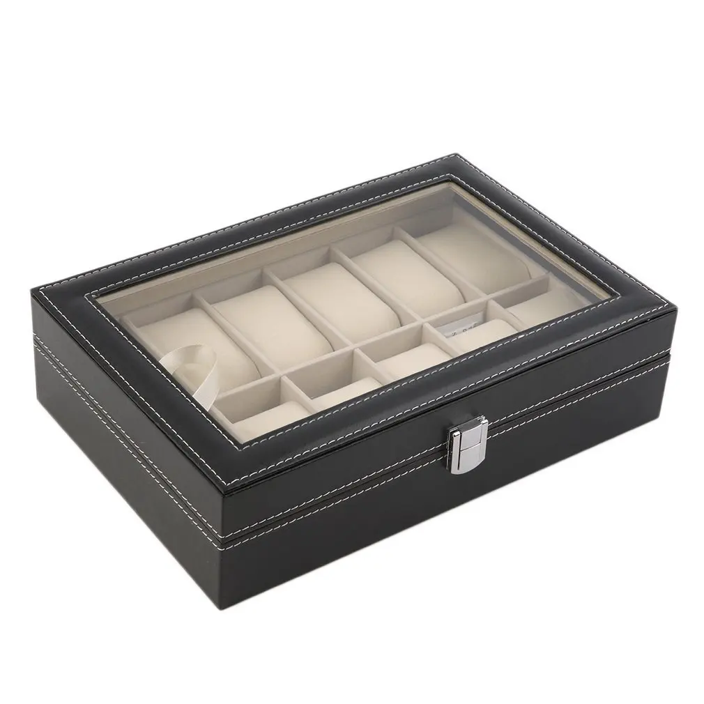 12 Slots Grid PU Leather Watch Display Box Jewelry Storage Organizer Case locked Watch Display Box with Black color
12 Slots Grid PU Leather Watch Display Box Jewelry Storage Organizer Case locked Watch Display Box with Black color
