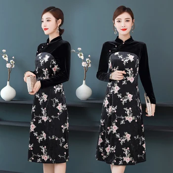 2020 Spring Black Floral Velvet Midi Floral Dress Vintage Casual Plus Size 4xl Vestidos Maxi Party Dresss Temperament Robe Femme
2020 Spring Black Floral Velvet Midi Floral Dress Vintage Casual Plus Size 4xl Vestidos Maxi Party Dresss Temperament Robe Femme
