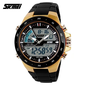 

SKMEI 1016 Quartz Watch Men Digital Watches LED Display Waterproof Wristwatch Rubber Strap Clock Male relogio masculino 2020 New