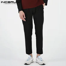 INCERUN 2021 Handsome Men's Korean Style Pantalons Waist Loop Pleated Pants Wide Flanging Tapered Drape Suits Cropped Trousers
INCERUN 2021 Handsome Men's Korean Style Pantalons Waist Loop Pleated Pants Wide Flanging Tapered Drape Suits Cropped Trousers