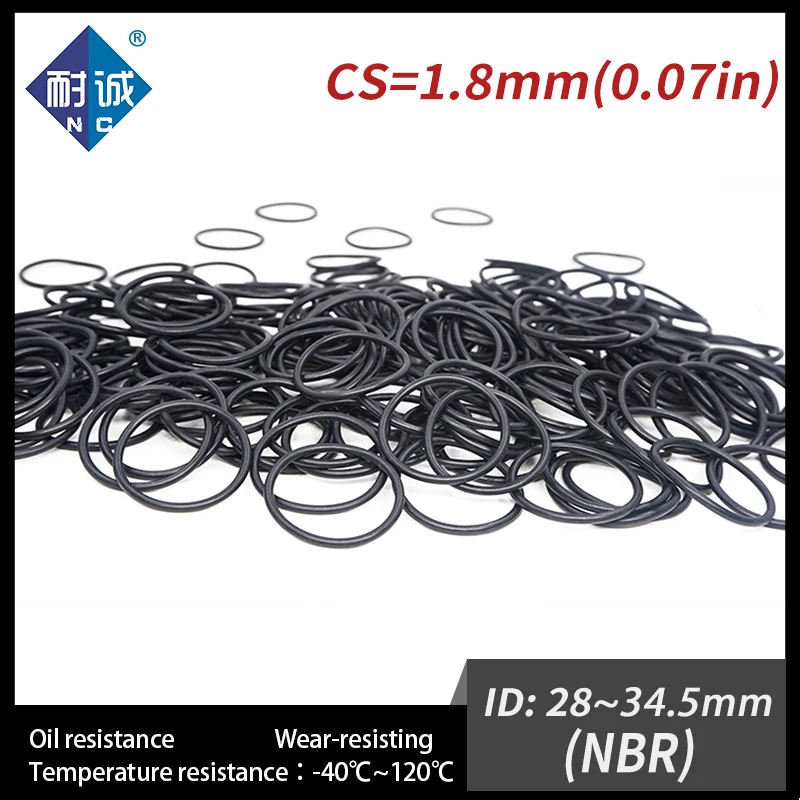10 шт./лот резиновая черная бутадиен-нитрильный каучук CS1.8mm ID28/29/30/31 5/32 5/33 5/34 5 мм