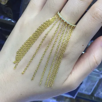 Fashion Real 925 Sterling Silver Yellow Gold Color Chain Tassel Finger Ring Pave Cubic Zirconia Stones Women Fine Jewelry
Fashion Real 925 Sterling Silver Yellow Gold Color Chain Tassel Finger Ring Pave Cubic Zirconia Stones Women Fine Jewelry