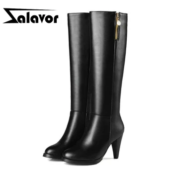 ZALOVER Size 34-45 Women High Heels Knee High Boots Warm Winter Pointed Toe Shoes Woman Office Ladies Fashion Botas Footwear 
ZALOVER Size 34-45 Women High Heels Knee High Boots Warm Winter Pointed Toe Shoes Woman Office Ladies Fashion Botas Footwear