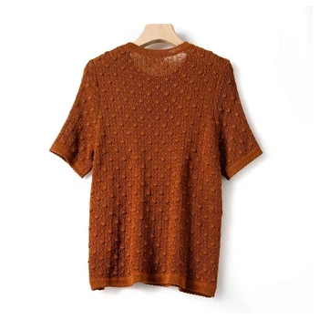 2020 New Summer Women Knitted T shirt lady elegant O-neck hook knit short-sleeved sweater shirt Femme tee top pullover knitwear
2020 New Summer Women Knitted T shirt lady elegant O-neck hook knit short-sleeved sweater shirt Femme tee top pullover knitwear