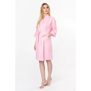 Dressing gown waffle female "Save and I" sleeve 3/4, pink color r. 54-56, chl 100%, 200 g / m² 
Dressing gown waffle female "Save and I" sleeve 3/4, pink color r. 54-56, chl 100%, 200 g / m²