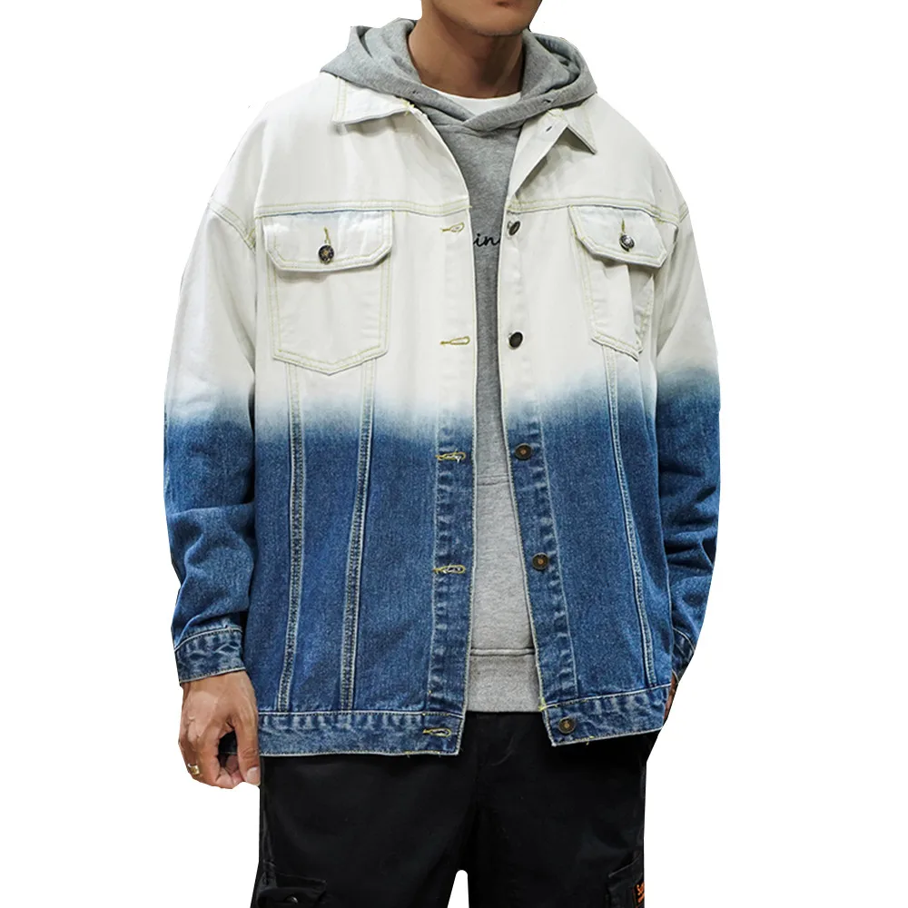 Gradual Color Cowboy Coat Autumn 2019 New Men Personality Leisure Handsome Hip Hop Loose Bomber Jacket Denim Coats
Gradual Color Cowboy Coat Autumn 2019 New Men Personality Leisure Handsome Hip Hop Loose Bomber Jacket Denim Coats