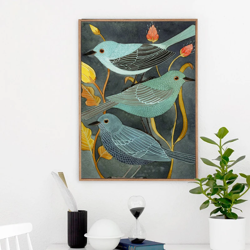 Retro style Three little Birds Standing on Golden Red Flower Branches Canvas Painting Prints Poster Wall Art Pictures Home Deco
Retro style Three little Birds Standing on Golden Red Flower Branches Canvas Painting Prints Poster Wall Art Pictures Home Deco