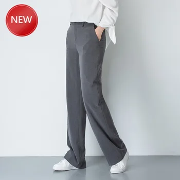High Waist Fashion Women's Pants Black Grey Joker Office Ladies Formal Wide Leg Pants Full Length New Spring Autumn 
High Waist Fashion Women's Pants Black Grey Joker Office Ladies Formal Wide Leg Pants Full Length New Spring Autumn