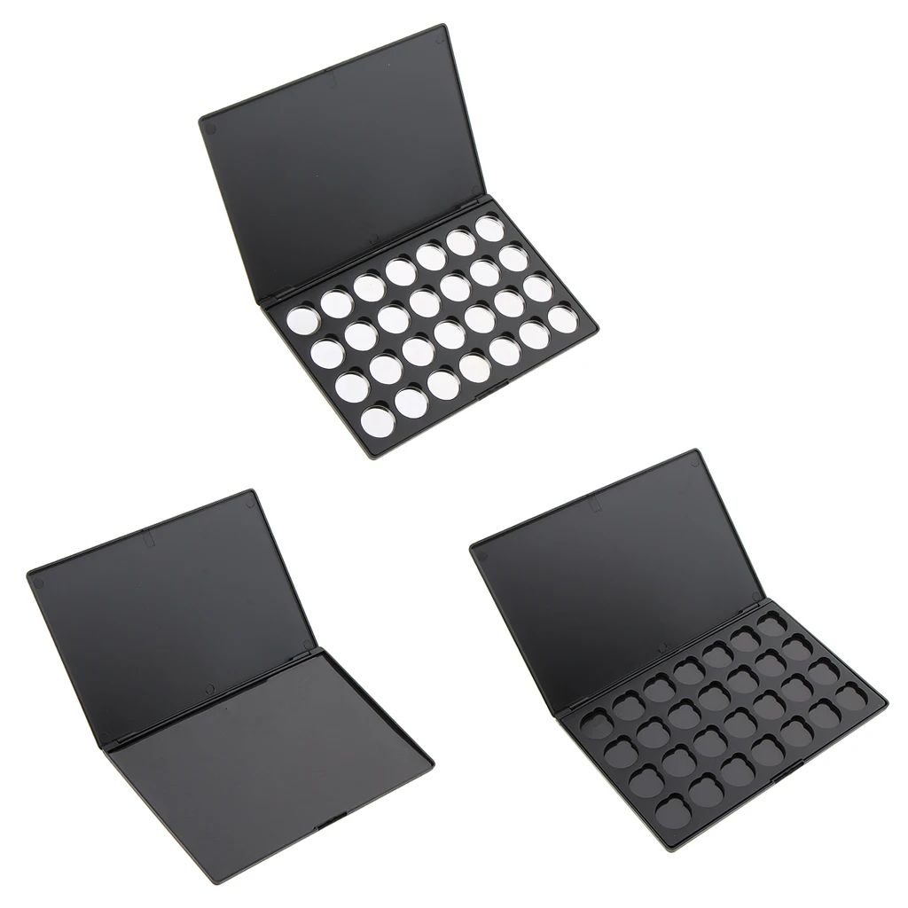 Cosmetic Travel Magnetic Empty Palette Box Eyeshadow Powder Blusher Makeup Case Organizer with 28 Round Pans Tins Set