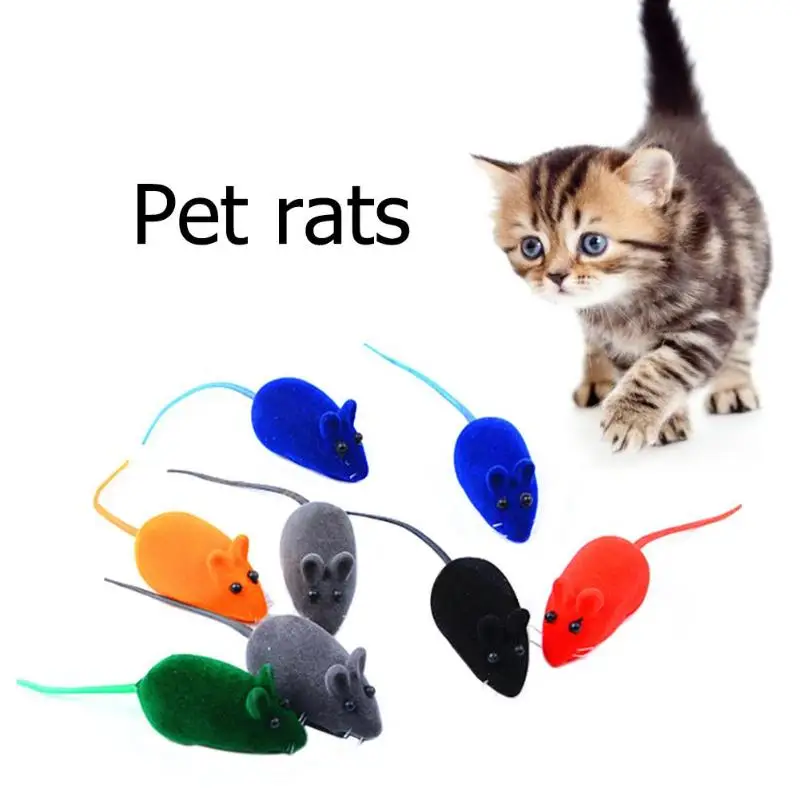 Creative Cat Toys Mini Sound Mouse Pet Kitten Toy Flocking Mouse Realistic Sound Plush Cat Rubber Interactive Toy