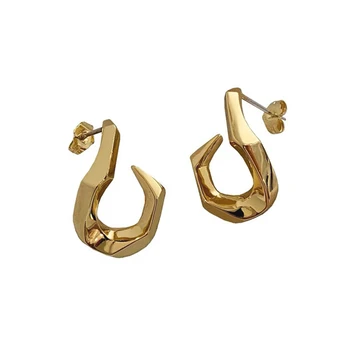 Peri'sBox Gold Silver Color Hook Chunky Irregular Earrings Solid Geometric Earrings for Women Brass Minimalist Earrings 2019 New 
Peri'sBox Gold Silver Color Hook Chunky Irregular Earrings Solid Geometric Earrings for Women Brass Minimalist Earrings 2019 New