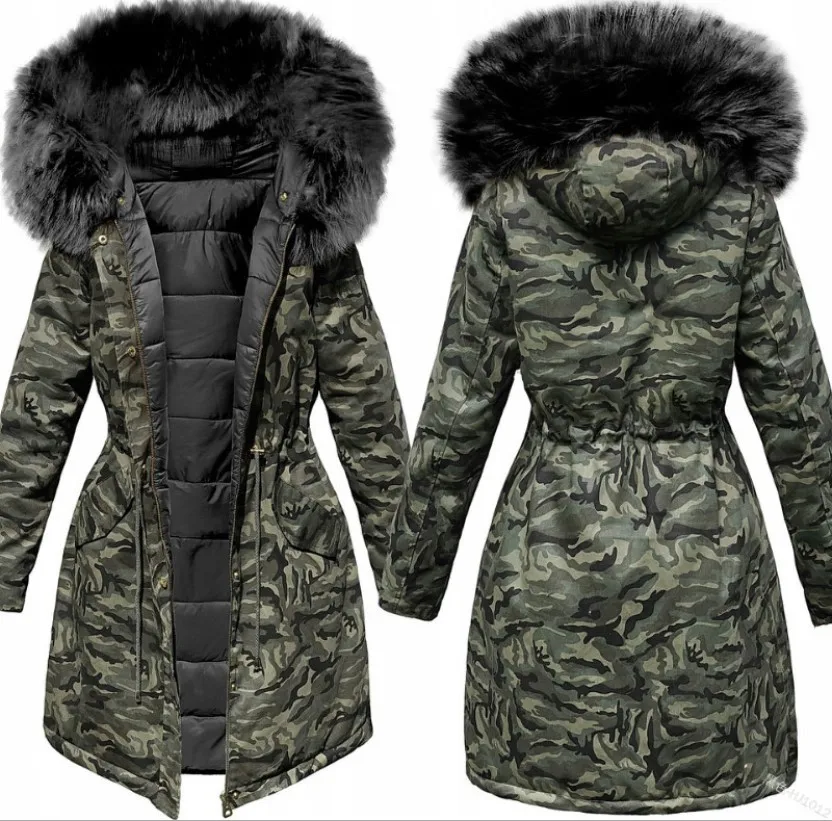 Europe And America Goddess Warm Fashion Zipper Cardigan Winter Warm Outdoor Camouflage Hooded Long Cotton Coat Coat Women's
Europe And America Goddess Warm Fashion Zipper Cardigan Winter Warm Outdoor Camouflage Hooded Long Cotton Coat Coat Women's