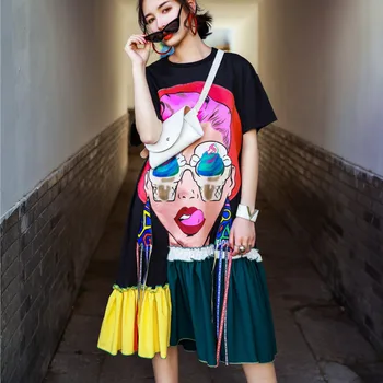 Pattern New Summer O-neck Short Sleeve 2020 Stitching Ruffles Hem Abstract Printing Ladies Fashion Loose Dress
Pattern New Summer O-neck Short Sleeve 2020 Stitching Ruffles Hem Abstract Printing Ladies Fashion Loose Dress