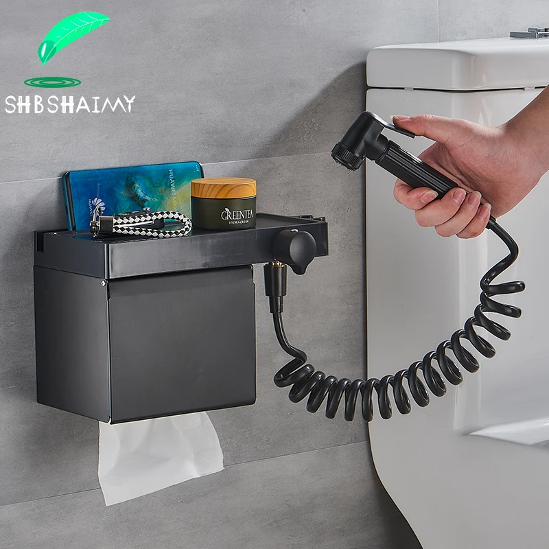 Black/White Bathroom Toilet Paper Holder Bidet Kit Stainless Steel Wall Mounted Roll Tissue Paper and shelf Bathroom Accessories
Black/White Bathroom Toilet Paper Holder Bidet Kit Stainless Steel Wall Mounted Roll Tissue Paper and shelf Bathroom Accessories