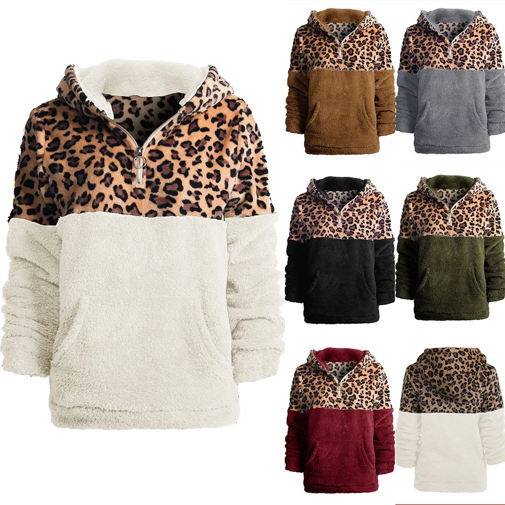 New Women Clothes Autumn Winter Long-sleeved Sweater Leopard Stitching Tops Lapel Zipper Warm Tops
New Women Clothes Autumn Winter Long-sleeved Sweater Leopard Stitching Tops Lapel Zipper Warm Tops